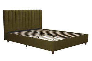 Novogratz Brittany Upholstered Bed with Storage Drawers - Green - Queen
