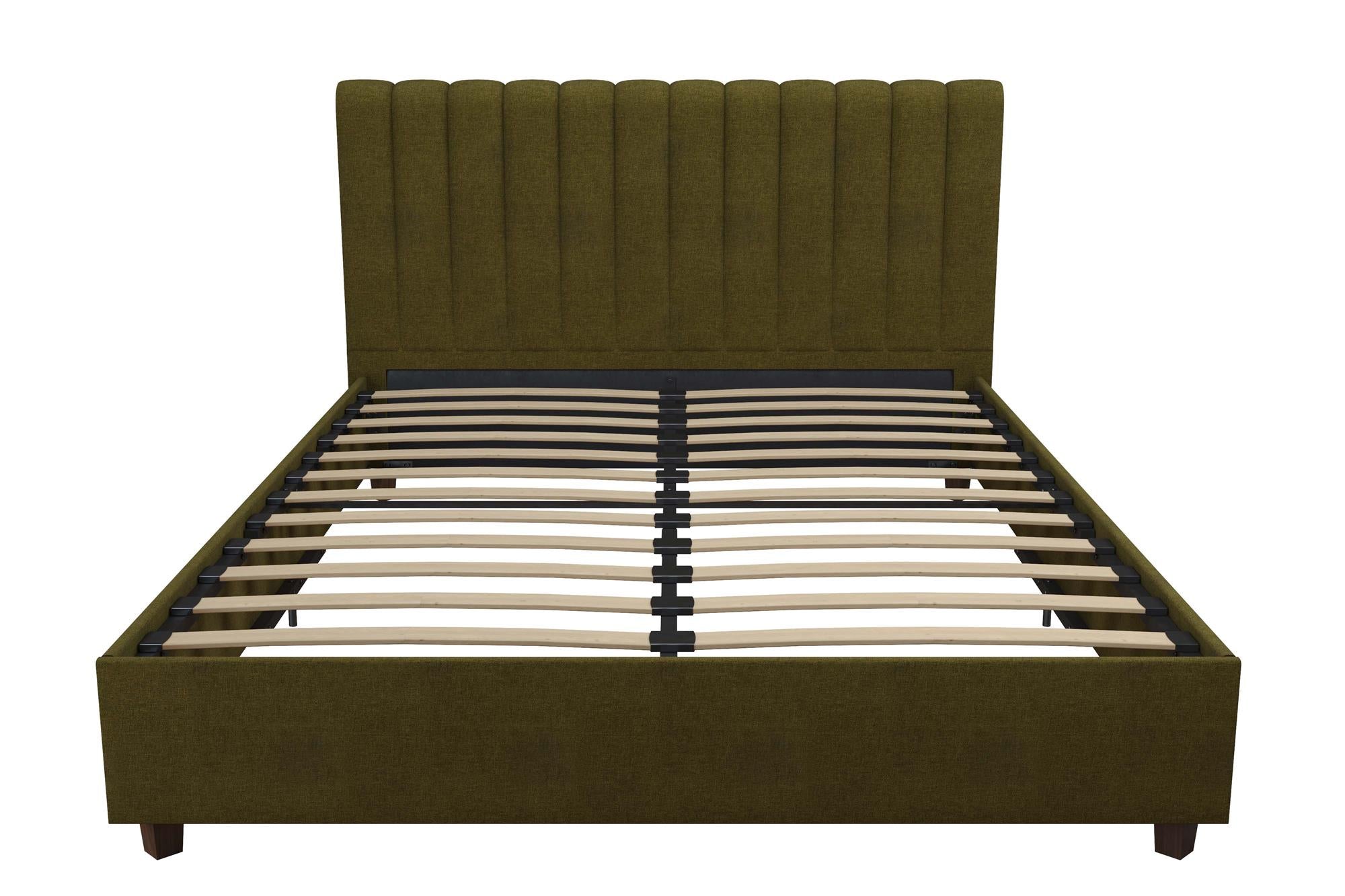 Novogratz Brittany Upholstered Bed with Storage Drawers - Green - Queen