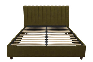 Novogratz Brittany Upholstered Bed with Storage Drawers - Green - Queen