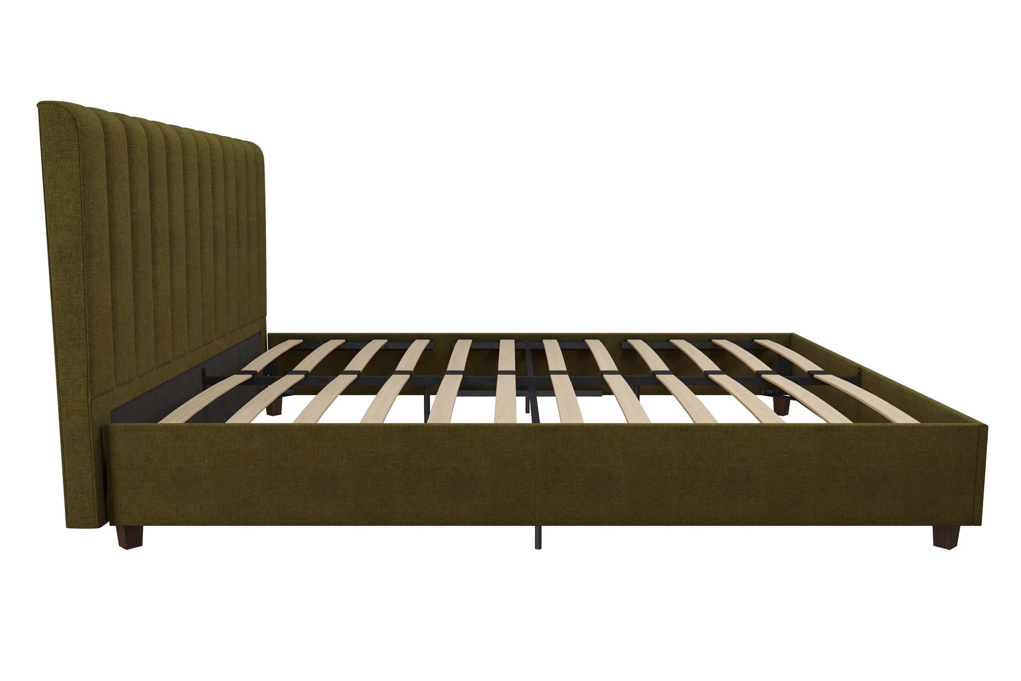 Novogratz Brittany Upholstered Bed with Storage Drawers - Green - Queen