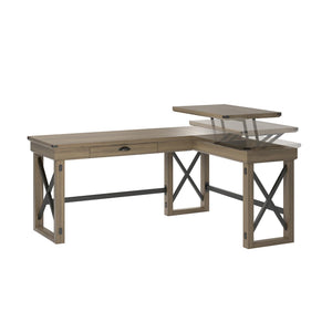 Ameriwood Home Wildwood L-Shaped Desk with Lift Top - Rustic Gray