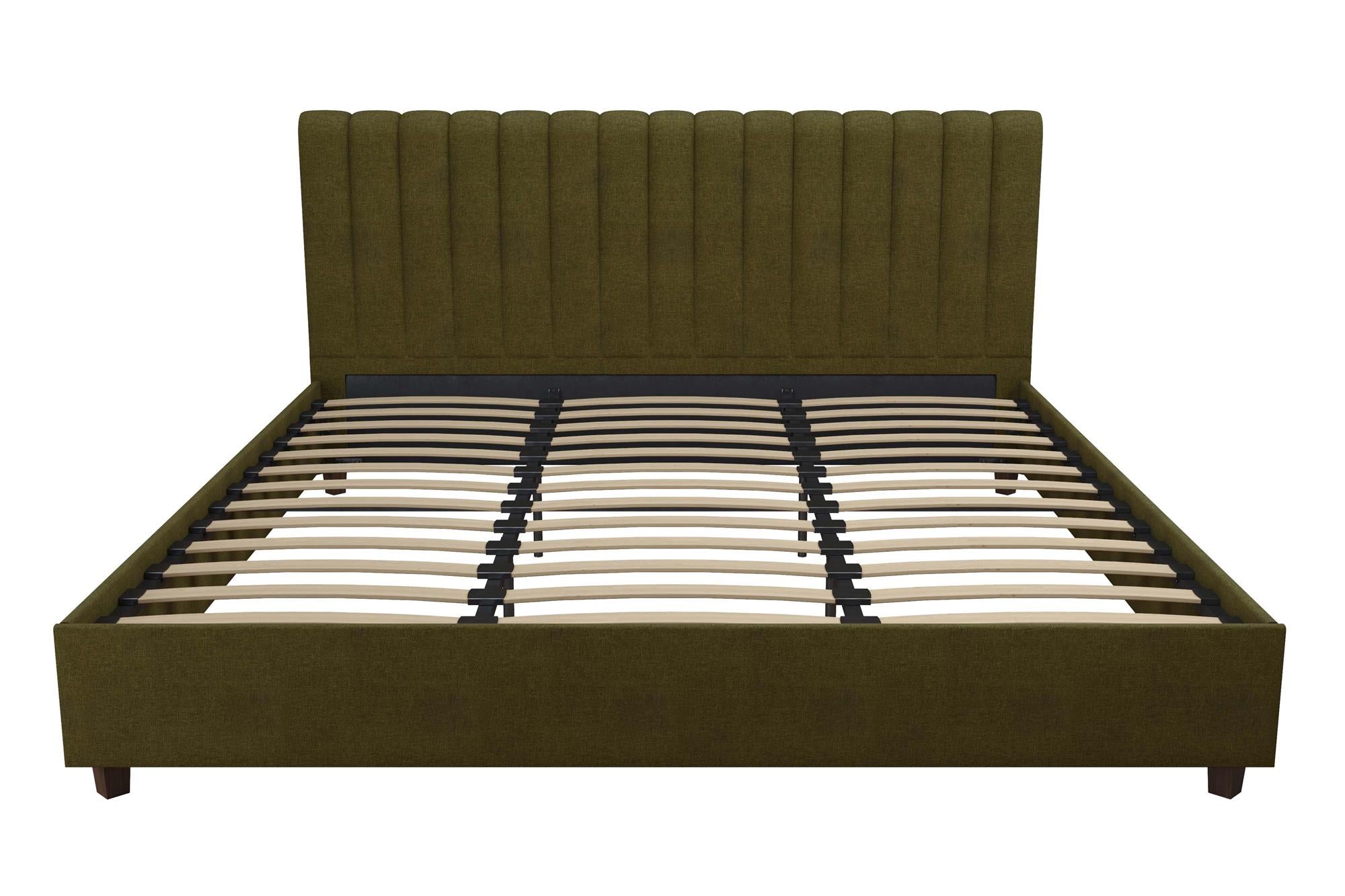 Novogratz Brittany Upholstered Bed with Storage Drawers - Green - King