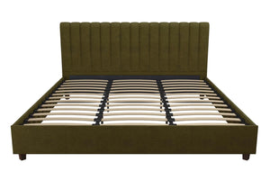 Novogratz Brittany Upholstered Bed with Storage Drawers - Green - King