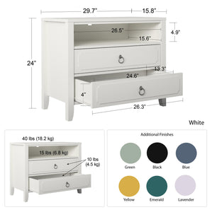 Novogratz Her Majesty 2 Drawer Nightstand - White