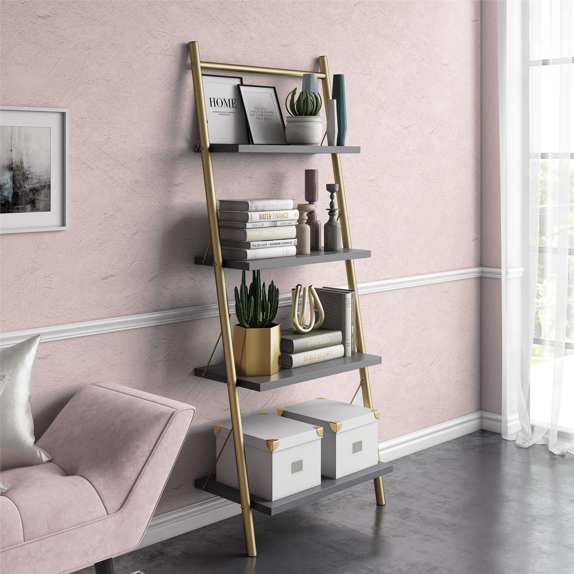 CosmoLiving Nova 4 Shelf Ladder Bookcase - Graphite Grey