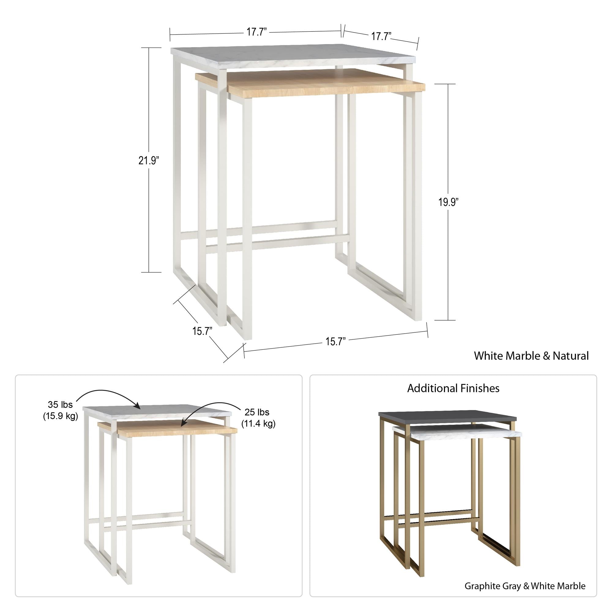 CosmoLiving Scarlett Nesting Tables - Graphite Grey