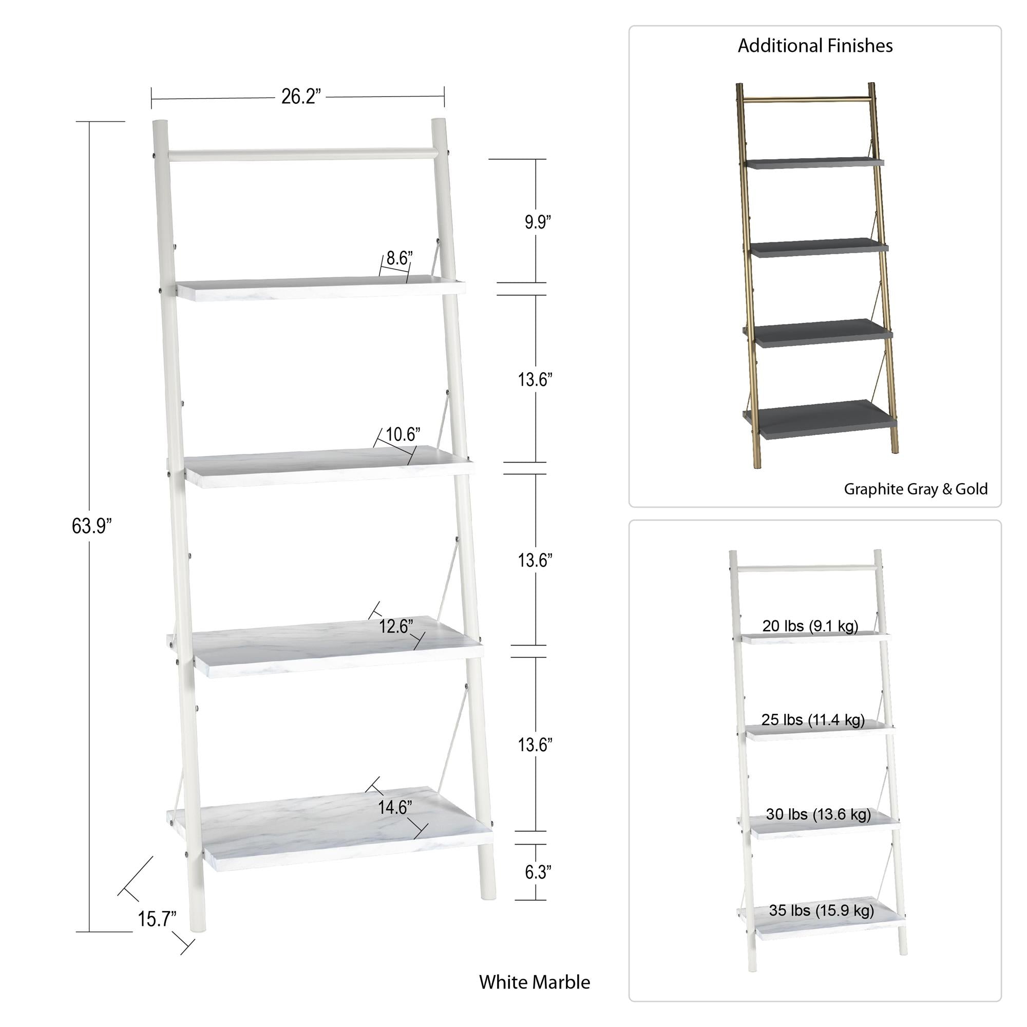 CosmoLiving Nova 4 Shelf Ladder Bookcase - Graphite Grey
