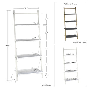 CosmoLiving Nova 4 Shelf Ladder Bookcase - Graphite Grey