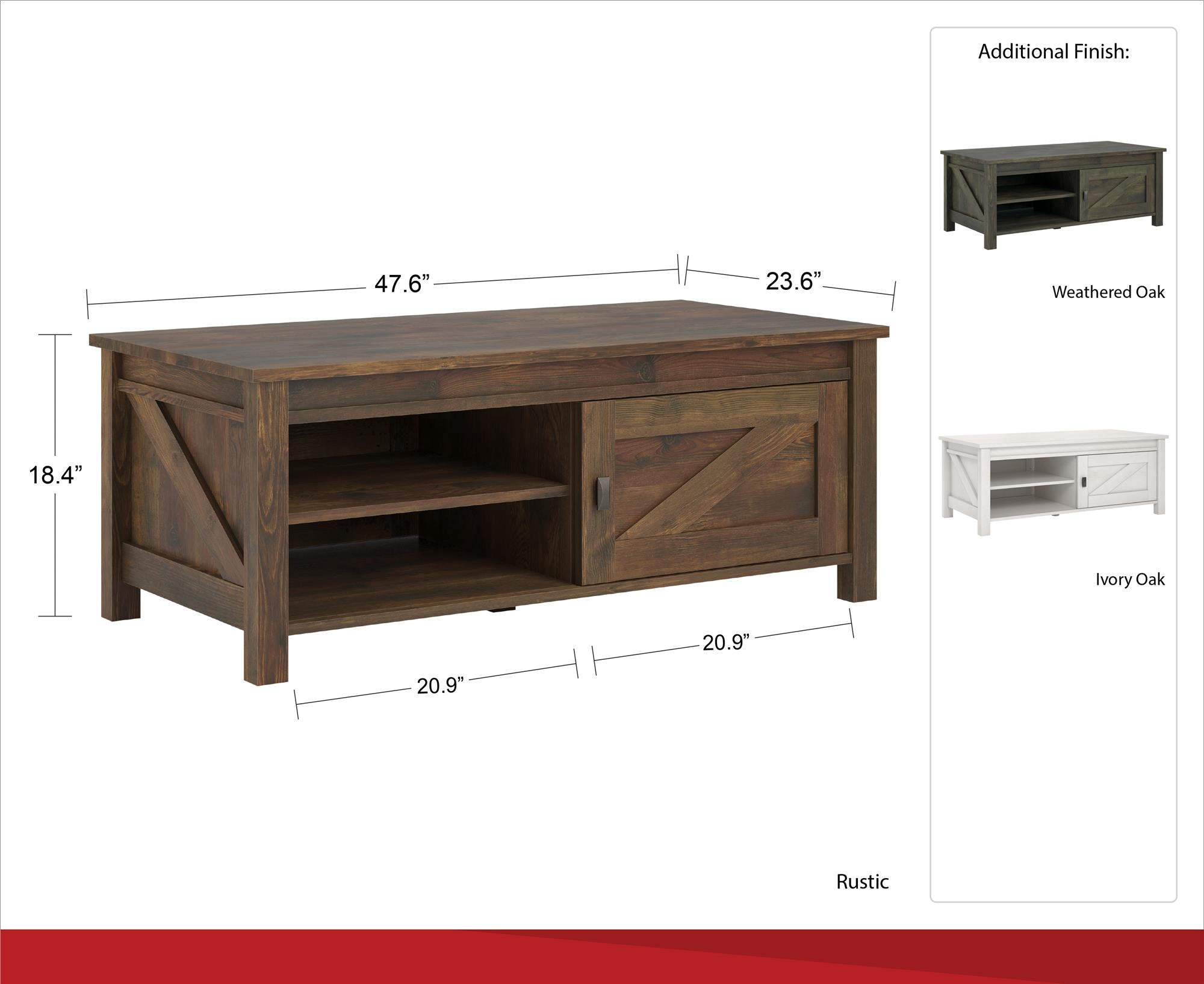 Ameriwood Home Farmington Coffee Table - Weathered Oak