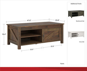 Ameriwood Home Farmington Coffee Table - Weathered Oak