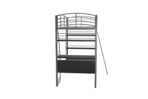 DHP Sage Studio Loft Bed with Desk and Shelves - Silver - Twin