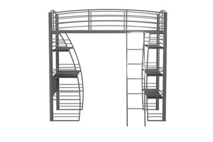 DHP Sage Studio Loft Bed with Desk and Shelves - Silver - Twin