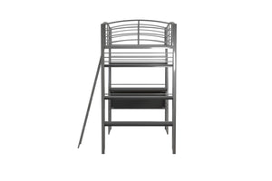 DHP Sage Studio Loft Bed with Desk and Shelves - Silver - Twin