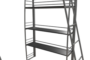 DHP Sage Studio Loft Bed with Desk and Shelves - Silver - Twin