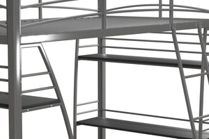 DHP Sage Studio Loft Bed with Desk and Shelves - Silver - Twin