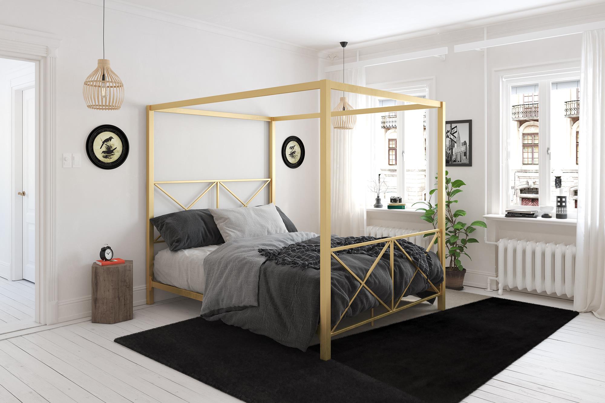 DHP Rosedale Metal Canopy Bed - Gold - Full