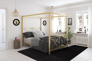 DHP Rosedale Metal Canopy Bed - Gold - Full