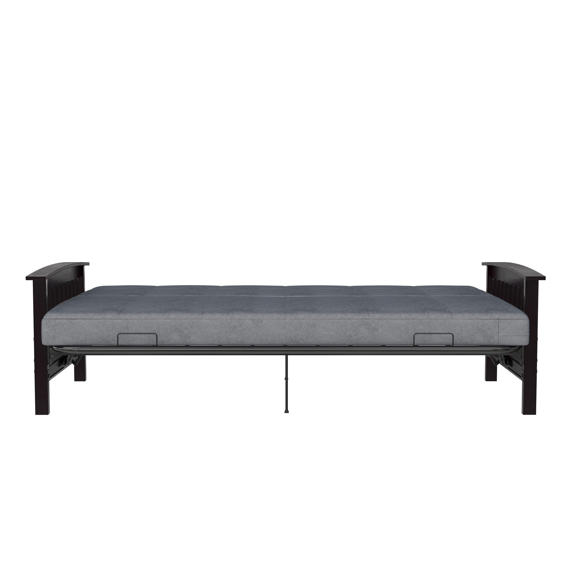 DHP Brixen Futon Set with Wood Frame and 6" Polyester Mattress - Gray - Full