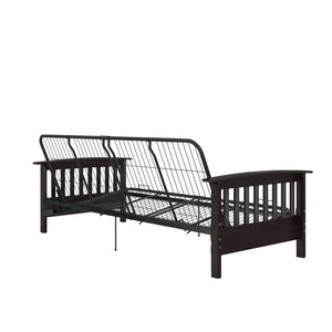 DHP Brixen Futon Set with Wood Frame and 6" Polyester Mattress - Gray - Full