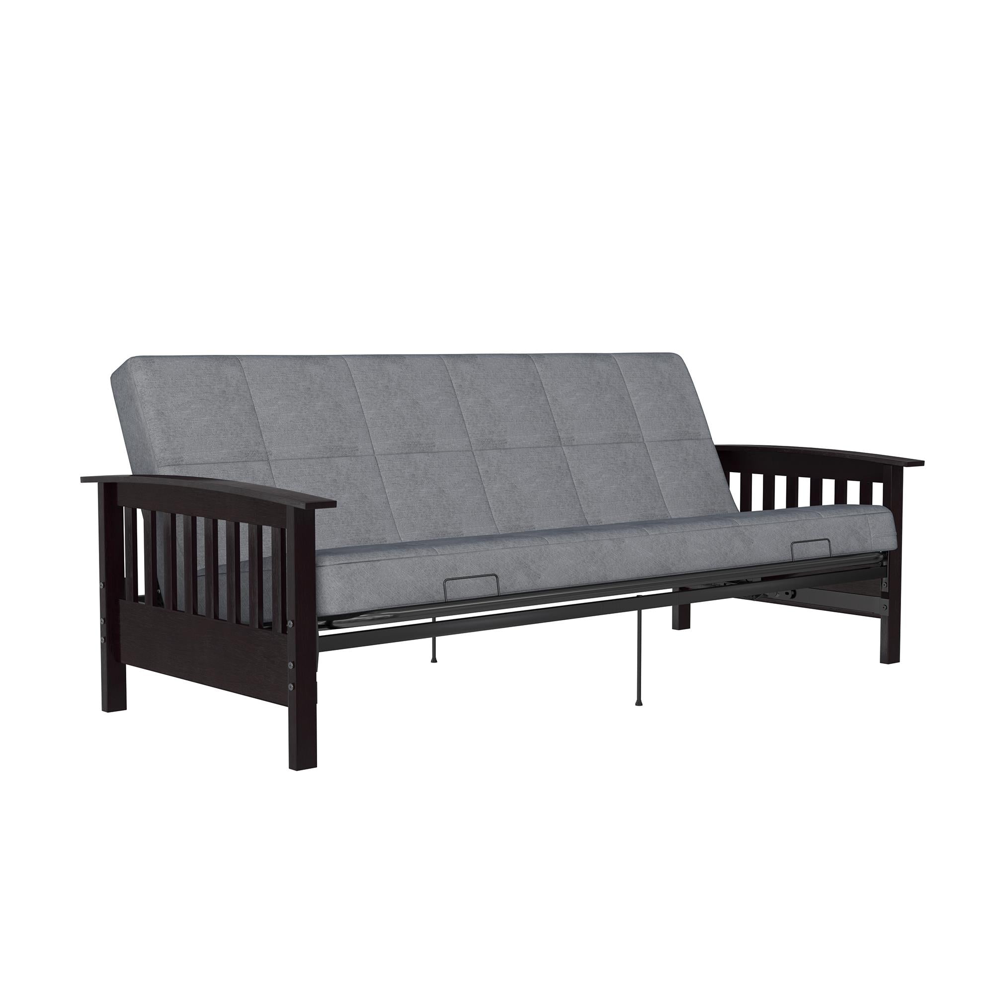 DHP Brixen Futon Set with Wood Frame and 6" Polyester Mattress - Gray - Full