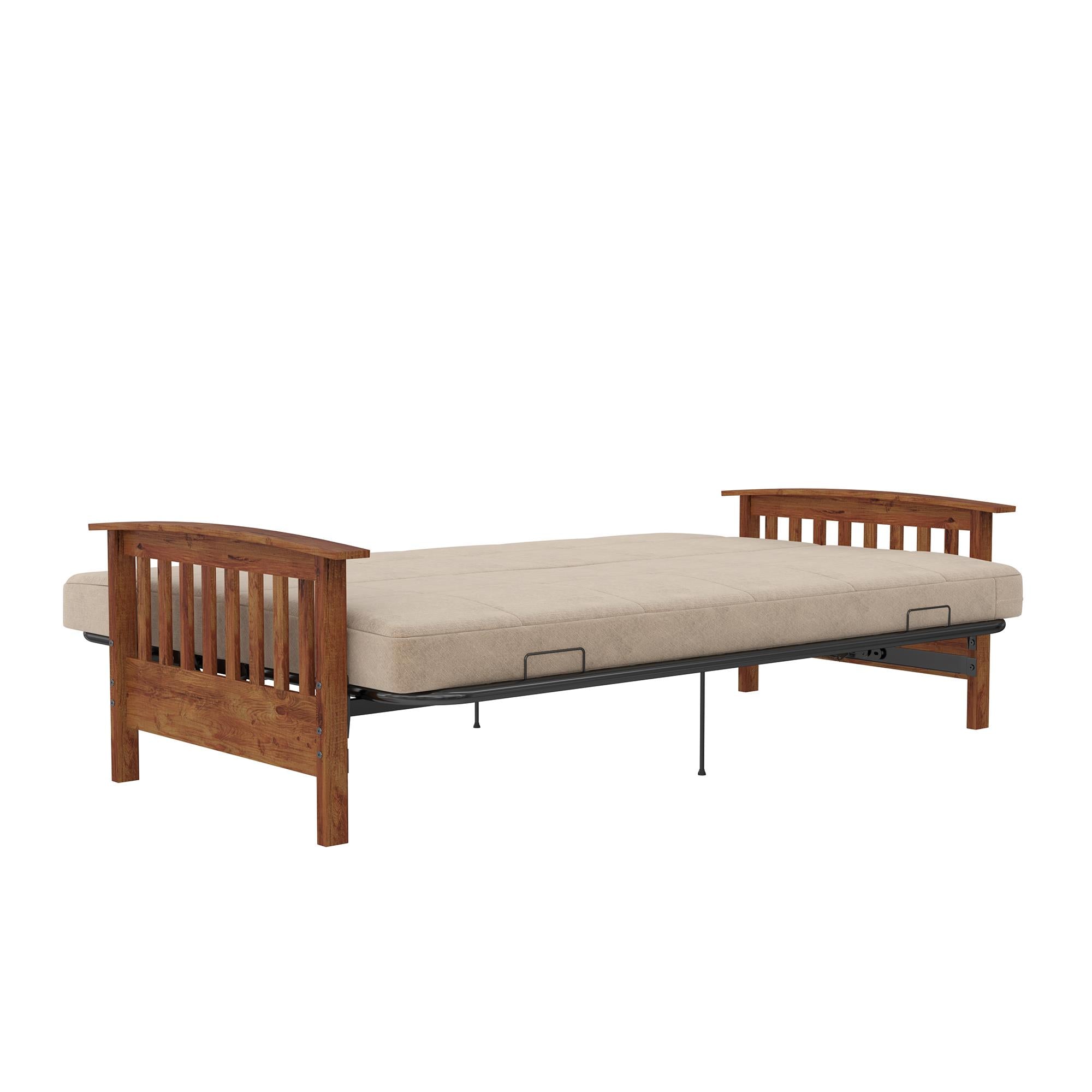 DHP Brixen Futon Set with Wood Frame and 6" Polyester Mattress - Tan - Full