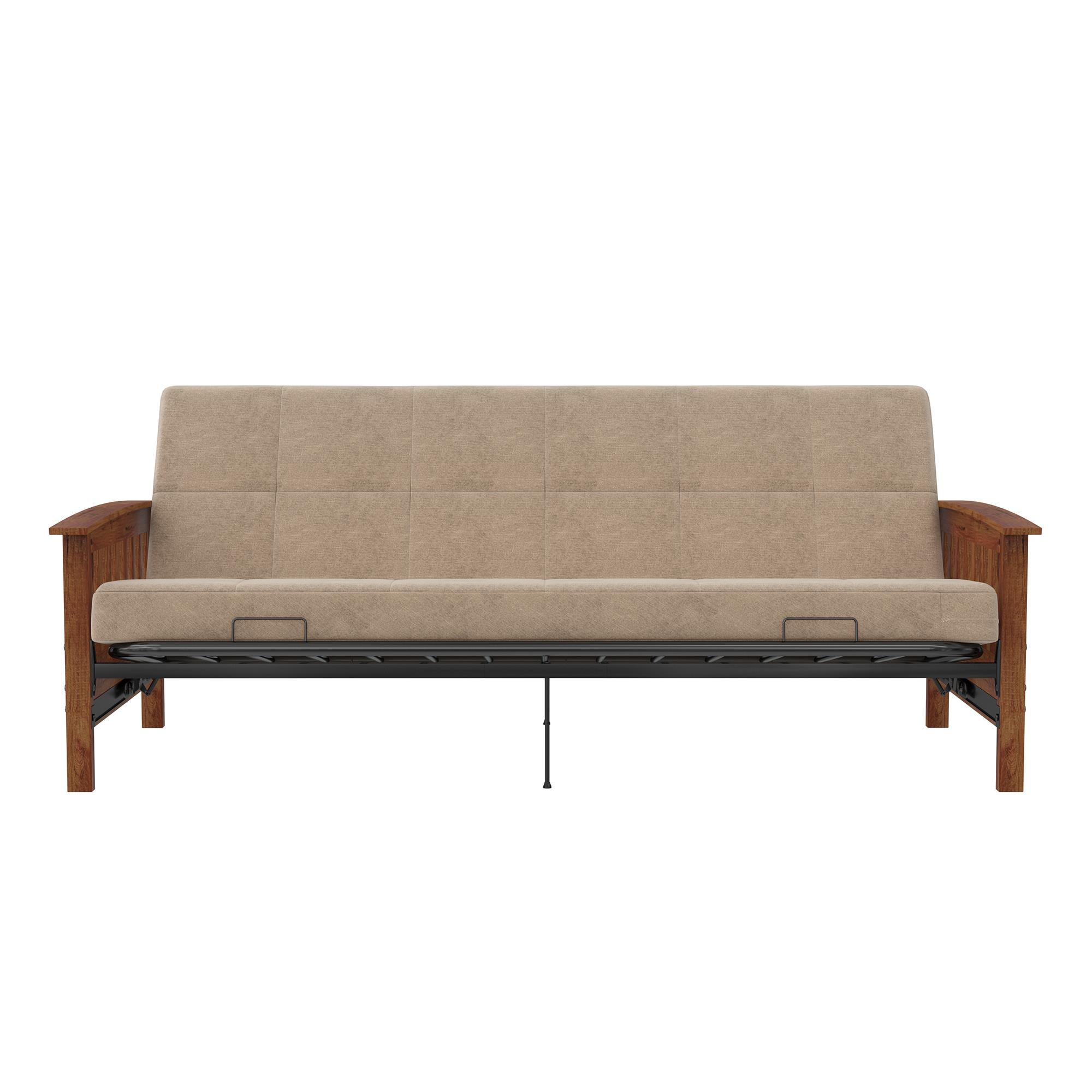 DHP Brixen Futon Set with Wood Frame and 6" Polyester Mattress - Tan - Full