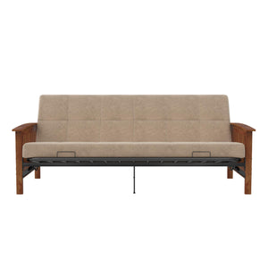 DHP Brixen Futon Set with Wood Frame and 6" Polyester Mattress - Tan - Full