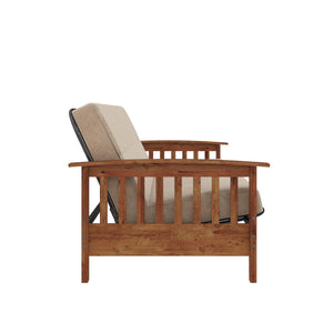 DHP Brixen Futon Set with Wood Frame and 6" Polyester Mattress - Tan - Full
