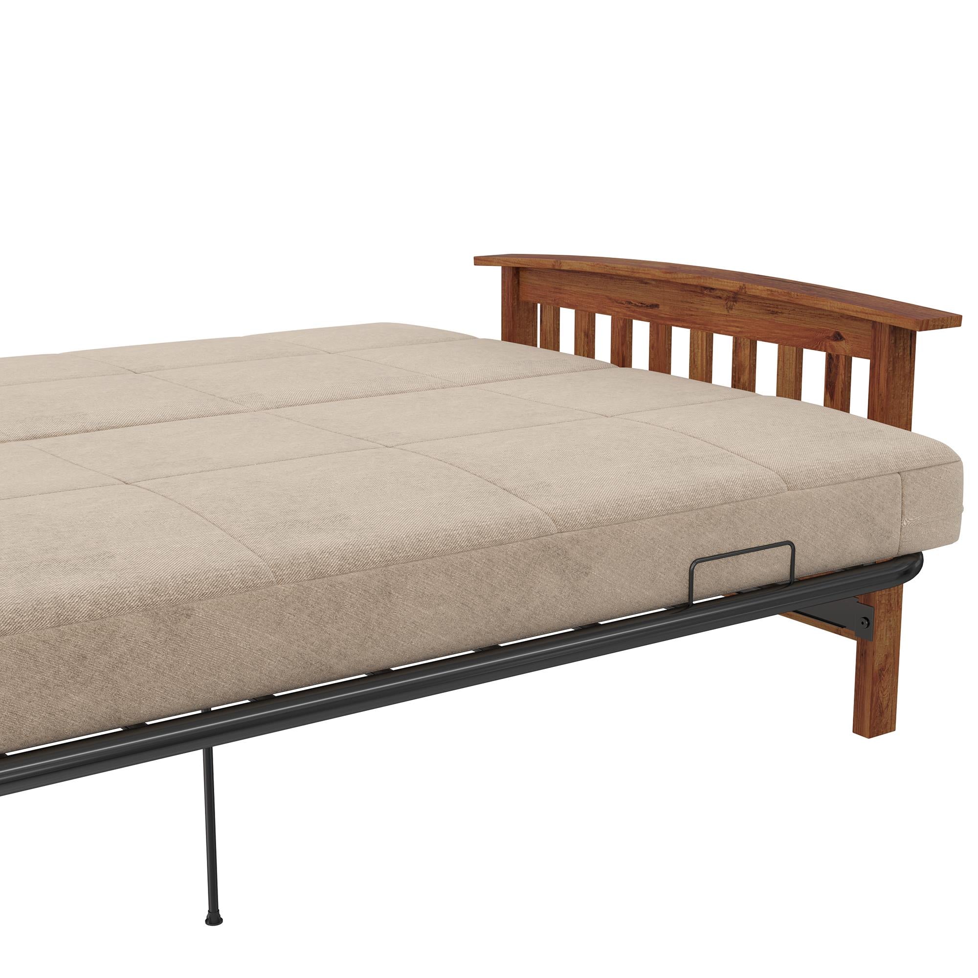 DHP Brixen Futon Set with Wood Frame and 6" Polyester Mattress - Tan - Full