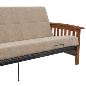 DHP Brixen Futon Set with Wood Frame and 6" Polyester Mattress - Tan - Full