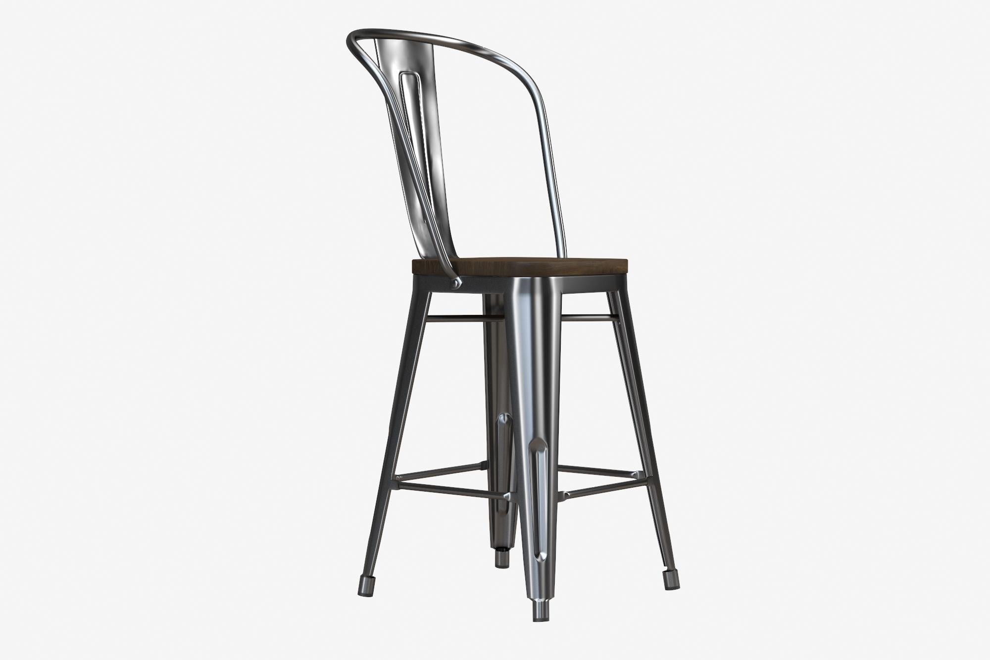DHP Luxor 24"  Counter Height Bar Stool, Set of 2 - Antique Gun Metal