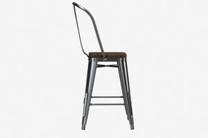 DHP Luxor 24"  Counter Height Bar Stool, Set of 2 - Antique Gun Metal
