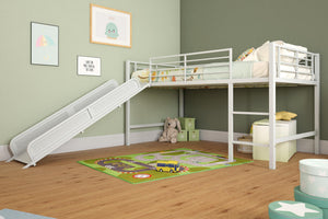 DHP Laurie Kids' Low Loft Bed with Slide - White - Twin