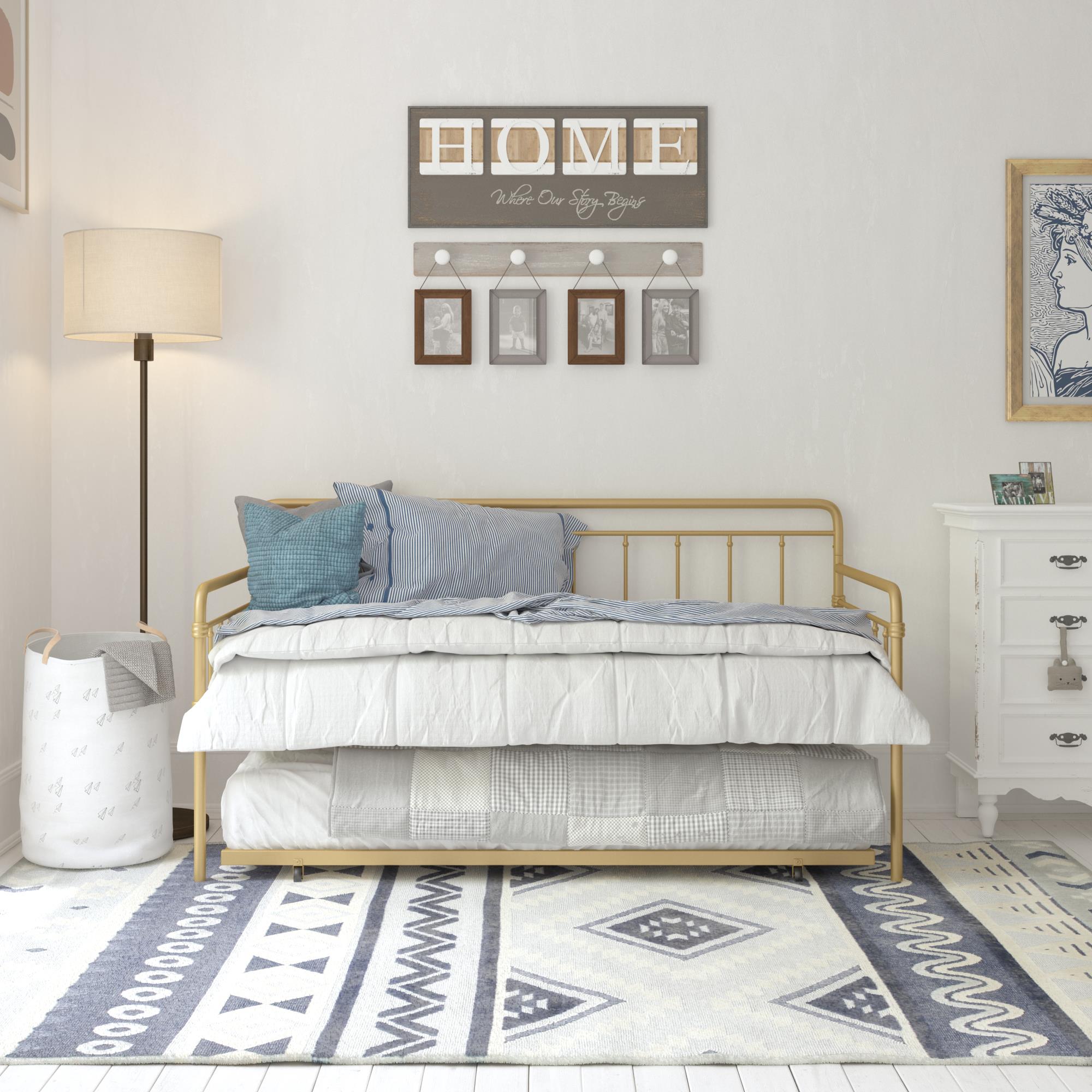 DHP Wallace Metal Daybed with Trundle - Gold - Twin
