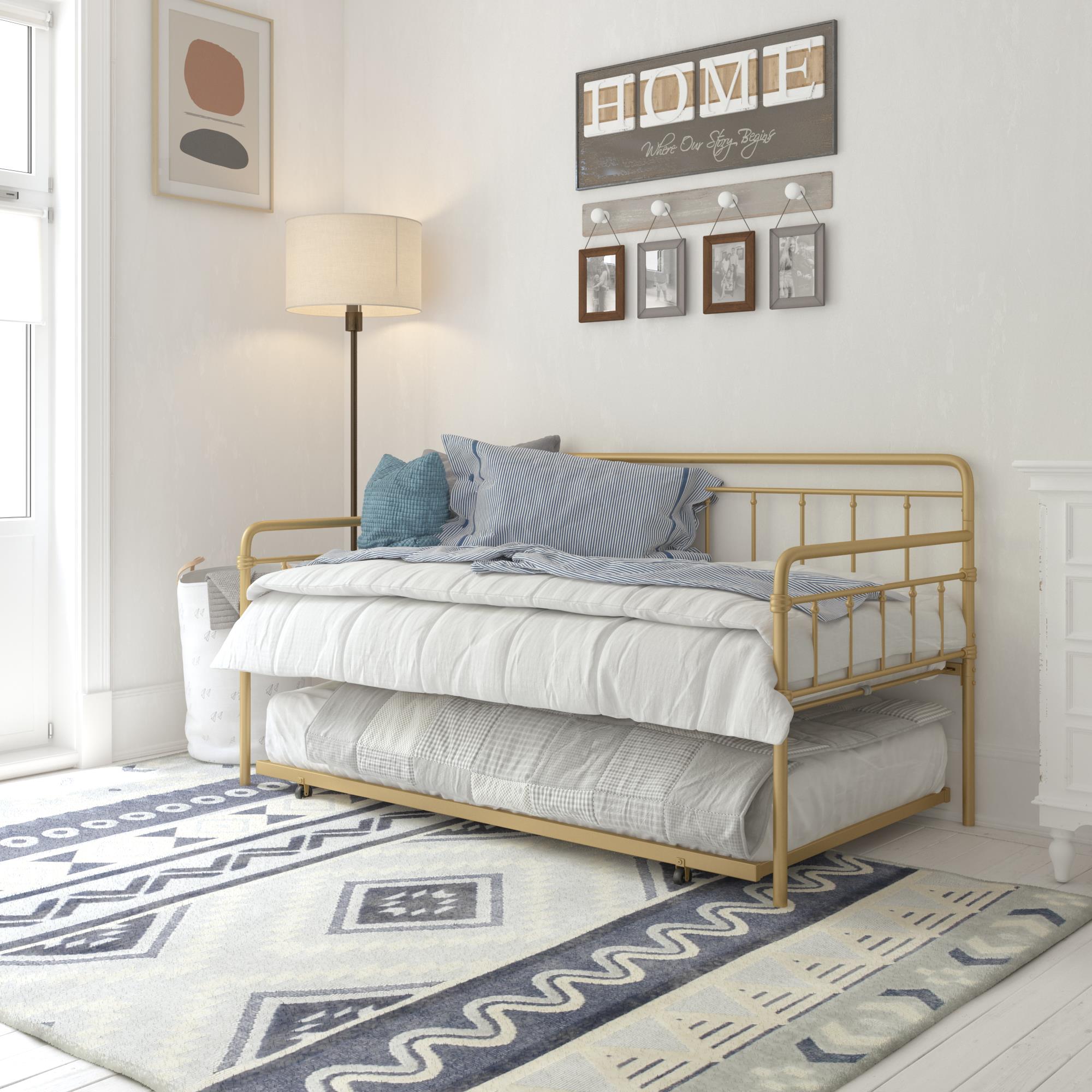 DHP Wallace Metal Daybed with Trundle - Gold - Twin