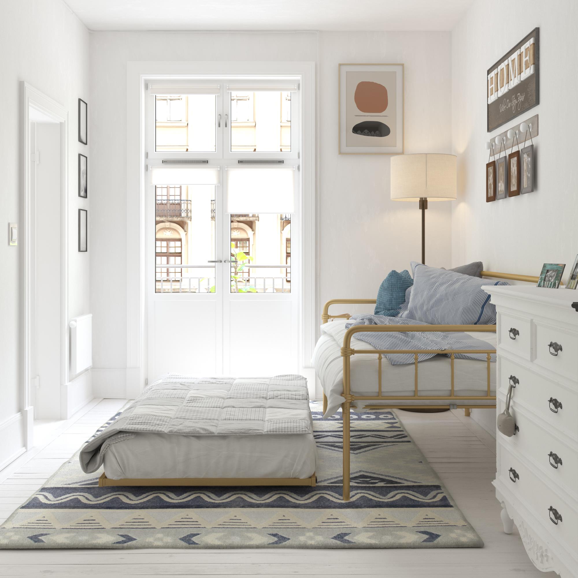 DHP Wallace Metal Daybed with Trundle - Gold - Twin