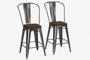 DHP Luxor 24"  Counter Height Bar Stool, Set of 2 - Antique Gun Metal