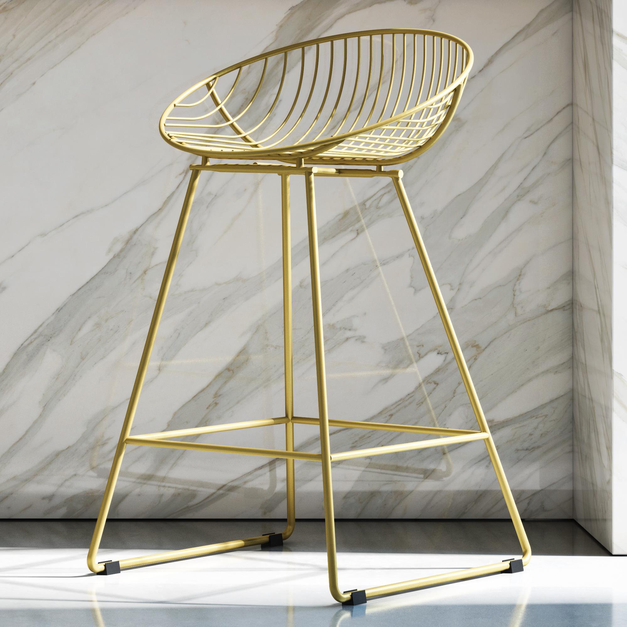 CosmoLiving Ellis Wire Counter Height Bar Stool - Gold
