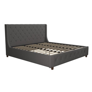 CosmoLiving Mercer Upholstered Bed - Grey Linen - King