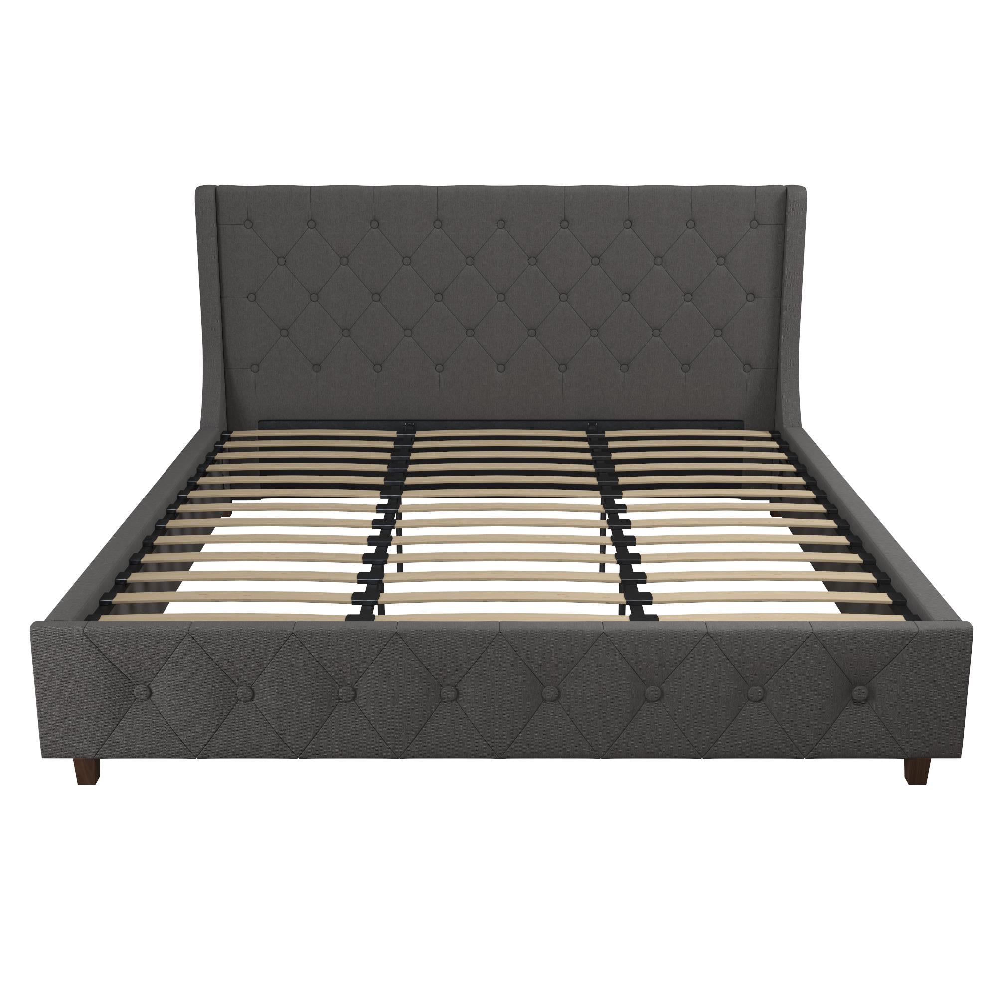 CosmoLiving Mercer Upholstered Bed - Grey Linen - King