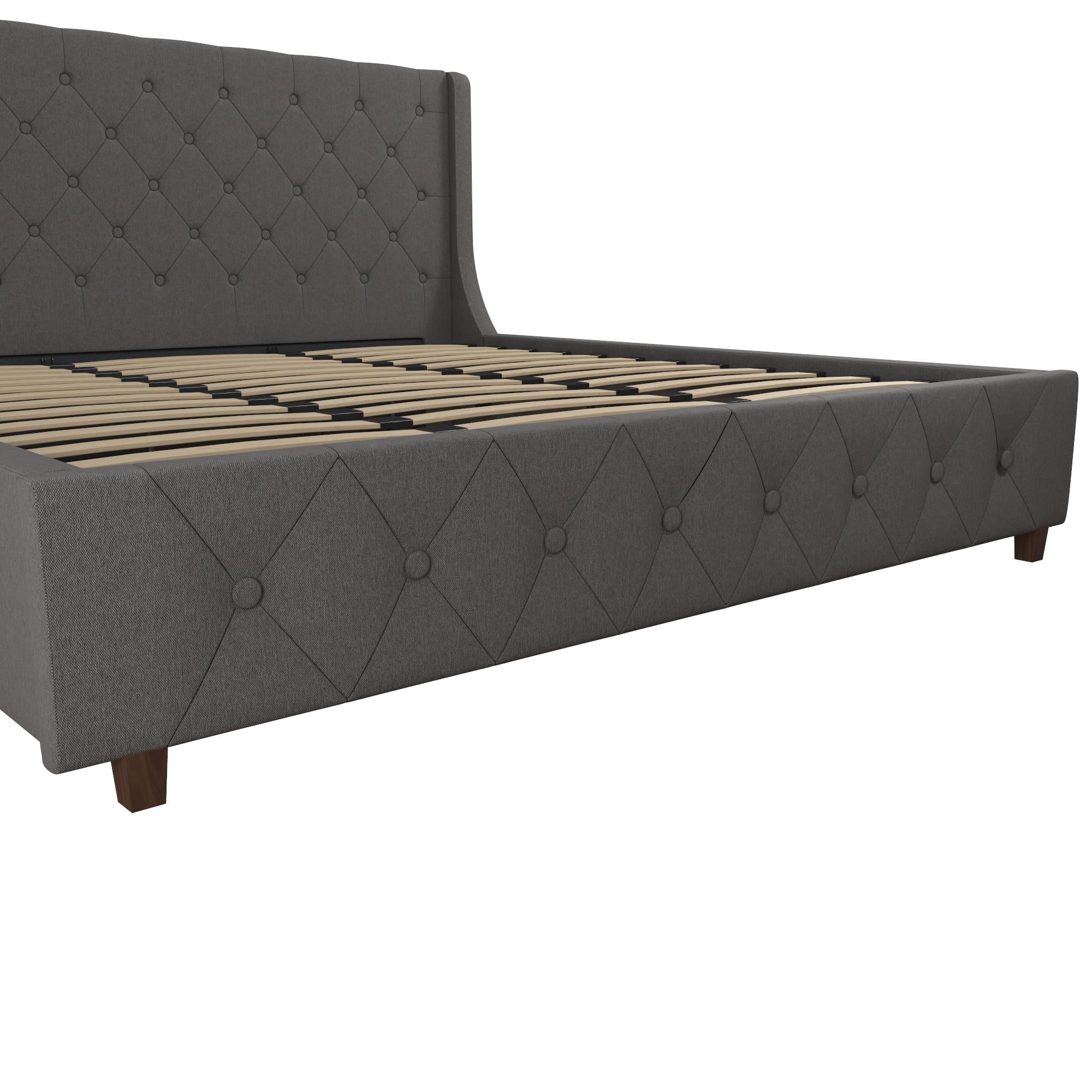 CosmoLiving Mercer Upholstered Bed - Grey Linen - King