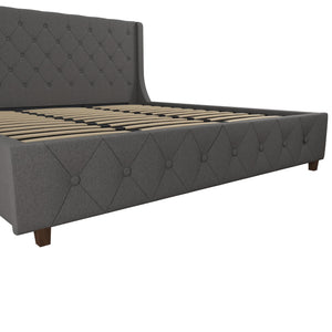 CosmoLiving Mercer Upholstered Bed - Grey Linen - King
