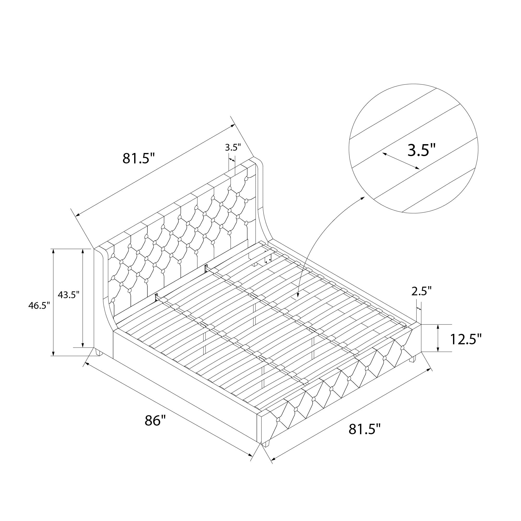 CosmoLiving Mercer Upholstered Bed - Grey Linen - King