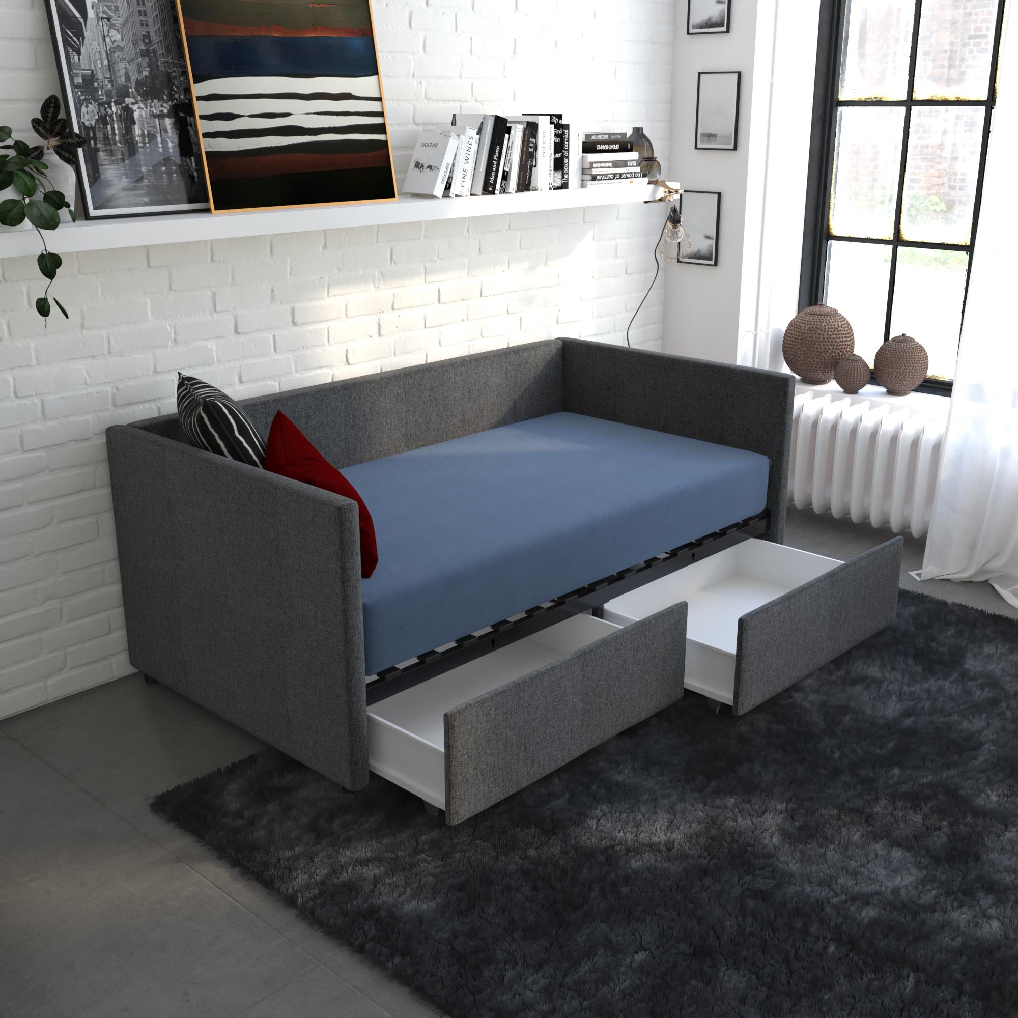 DHP Daybed with Storage - Grey Linen - Twin