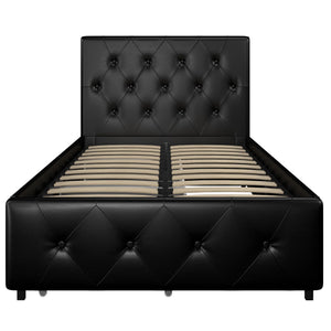 DHP Dakota Upholstered Bed Frame with Drawers - Black Faux Leather - Twin