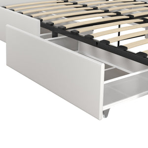 DHP Dakota Upholstered Bed Frame with Drawers - White Faux leather - Full