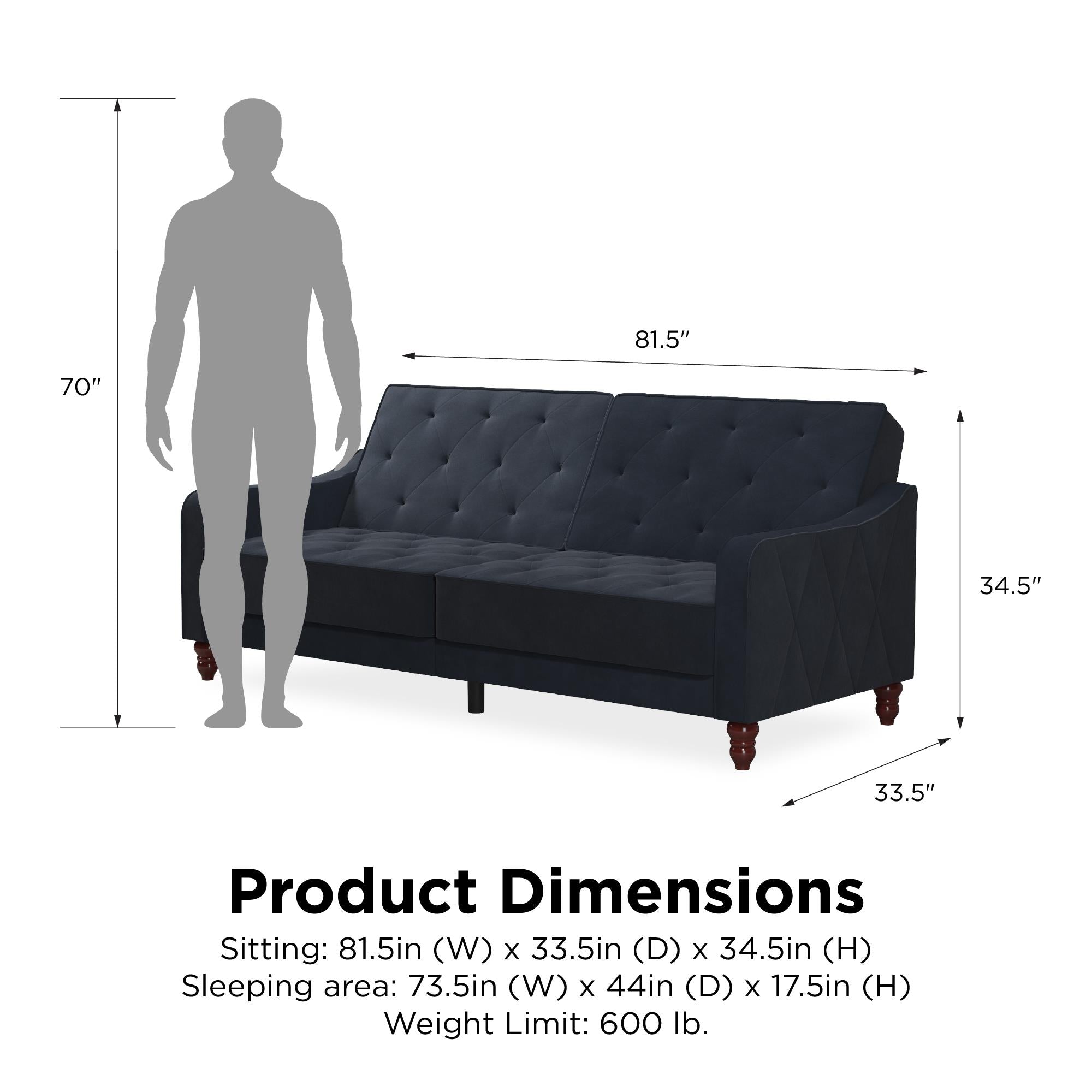 Novogratz Vintage Futon Sofa Bed - Blue