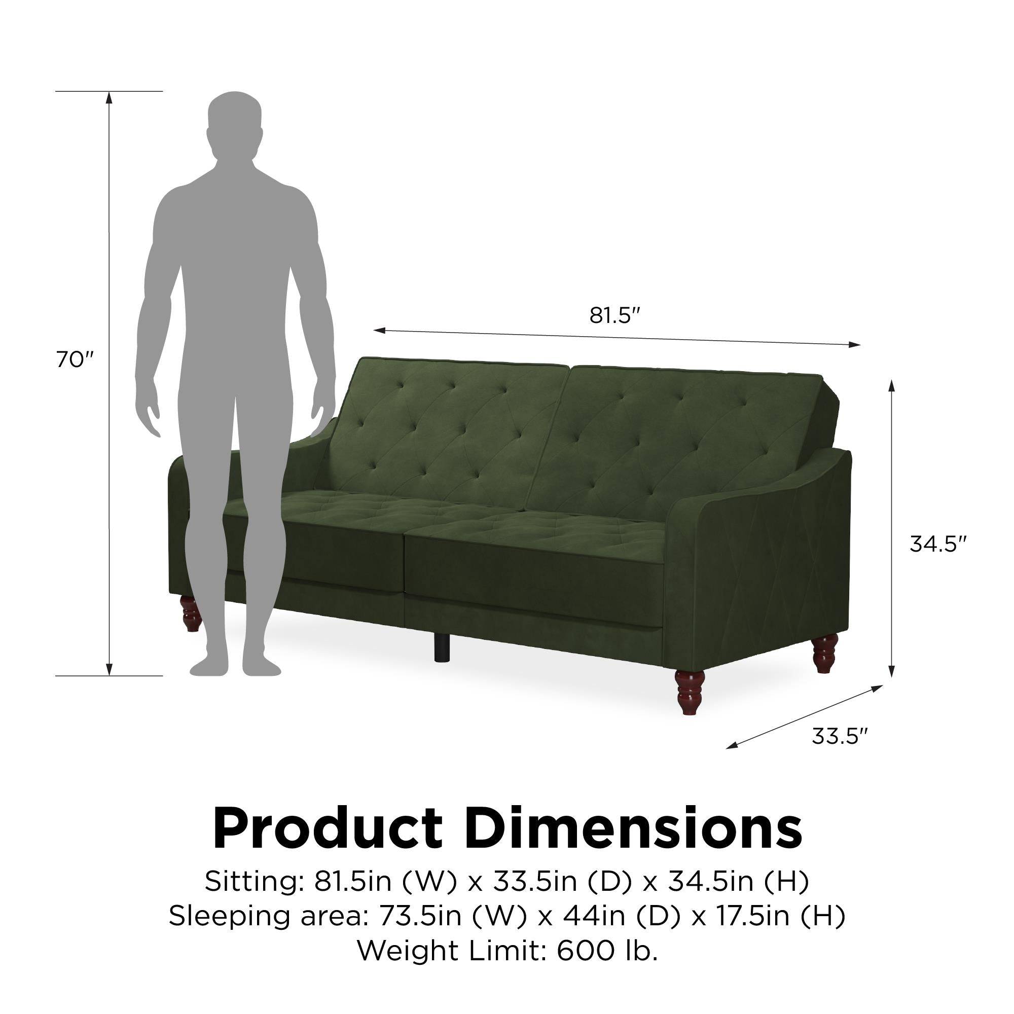Novogratz Vintage Futon Sofa Bed - Olive Green