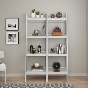 Ameriwood Home Lawrence 4 Shelf Ladder Bookcase Bundle - White