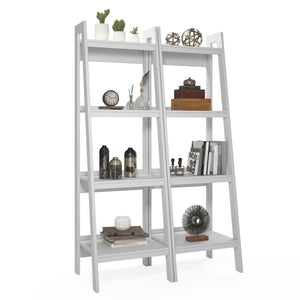 Ameriwood Home Lawrence 4 Shelf Ladder Bookcase Bundle - White